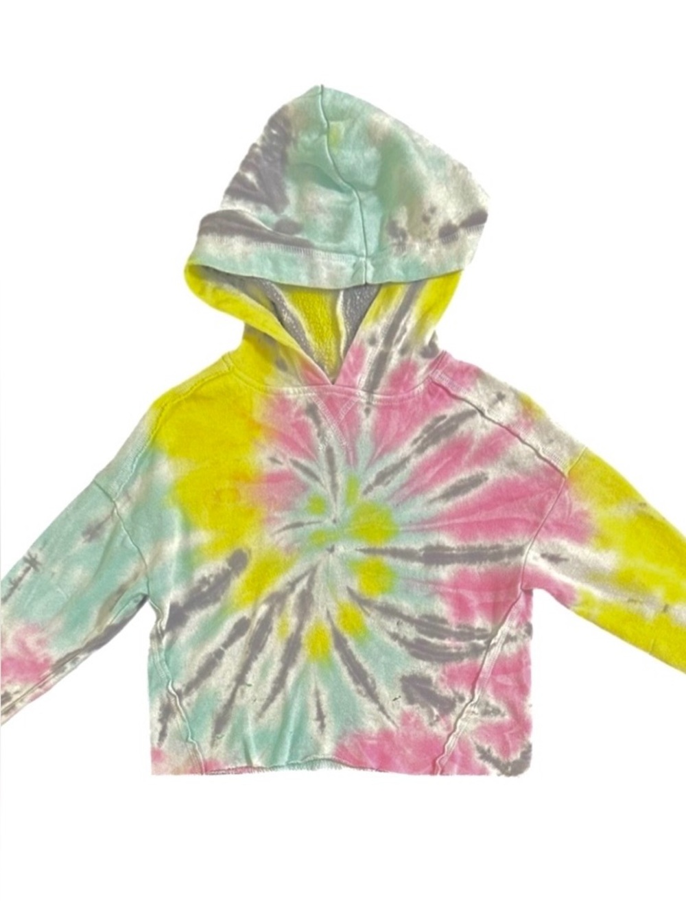 Vintage Havana Cropped Multi-Color Tie-Dyed Swirl Hoodie /Sweatshirt -  Size 7-8